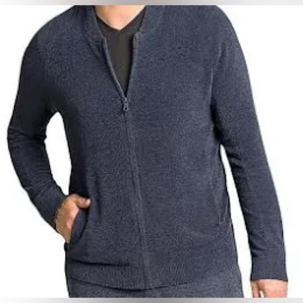 NWT Barefoot Dreams CozyChic Ultra Lite Zip-Front Sweater Indigo size Large